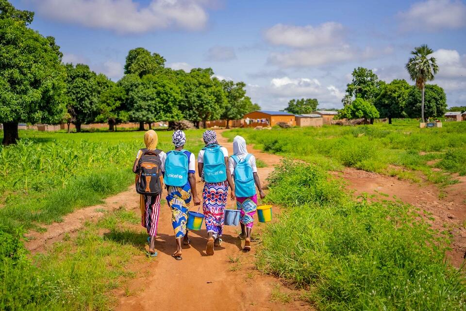 Girls walk to school in Bougouni, Mali.