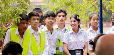 Students attend a UNICEF-supported program in Cambodia. 